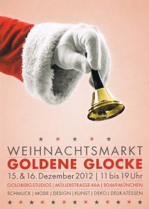 Flyermotiv von der Goldenen Glocke mit Nikolaushand und Glöckchen