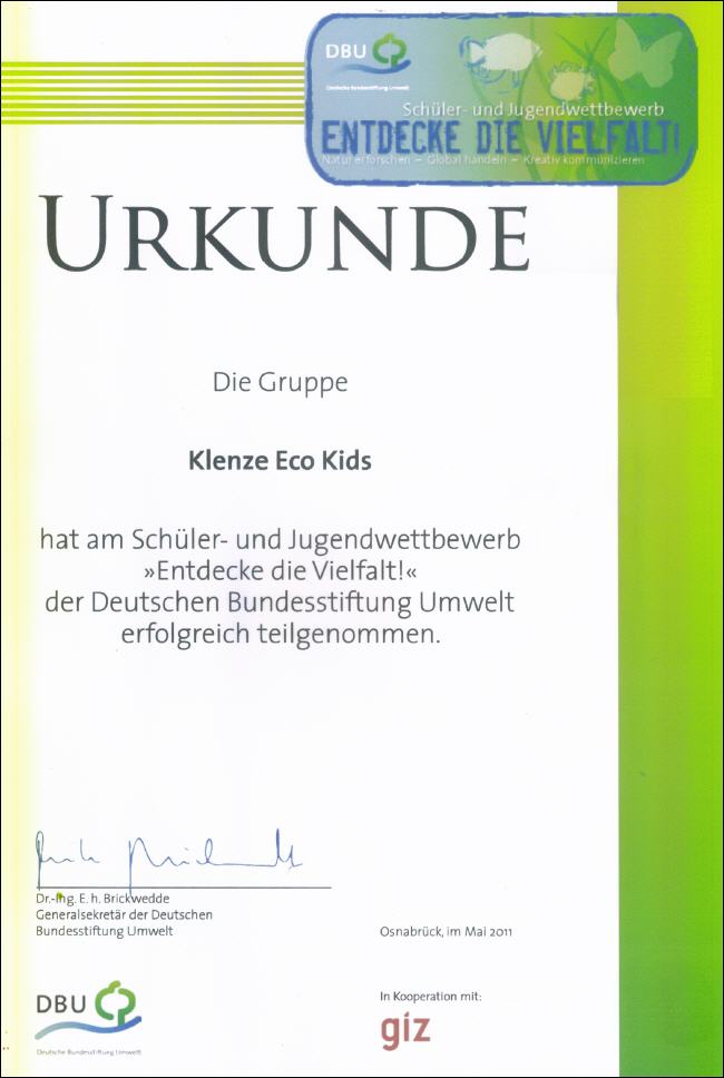 Teilnahmeurkunde Entdecke die Vielfalt