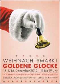 Flyermotiv von der Goldenen Glocke mit Nikolaushand und Glöckchen